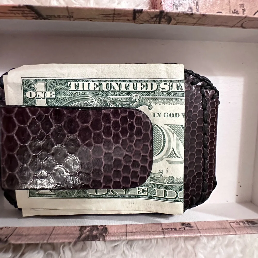 Hand Crafted Leather Dark Brown Money Clip/Credit Card Holder